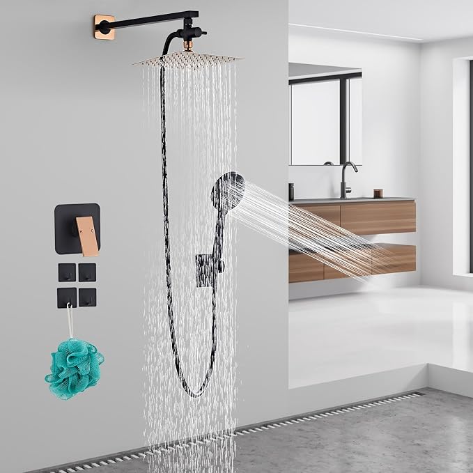 Shower Head 8'' High Pressure Rainfall, Handheld Shower Combo - Image 2