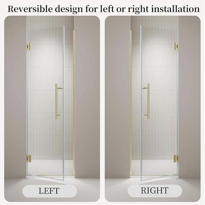 29.6-29.8" x 72"Frameless Hinged Shower Door, Single Swing Shower Panel - Image 7