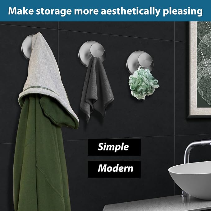 Suction Cup Hooks for Shower, Glass Door, Hold Robe & Wreath, Hanging up to 15 - Image 8