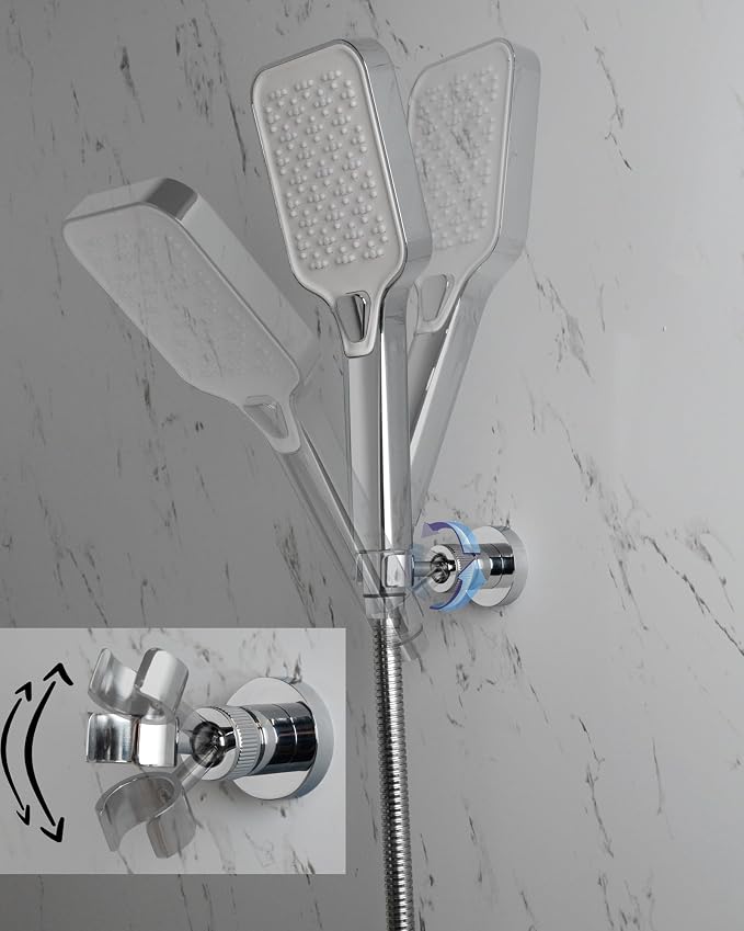 PHASAT Handheld Shower Head Holder Adjustable Solid Brass Handheld Shower Head - Image 2