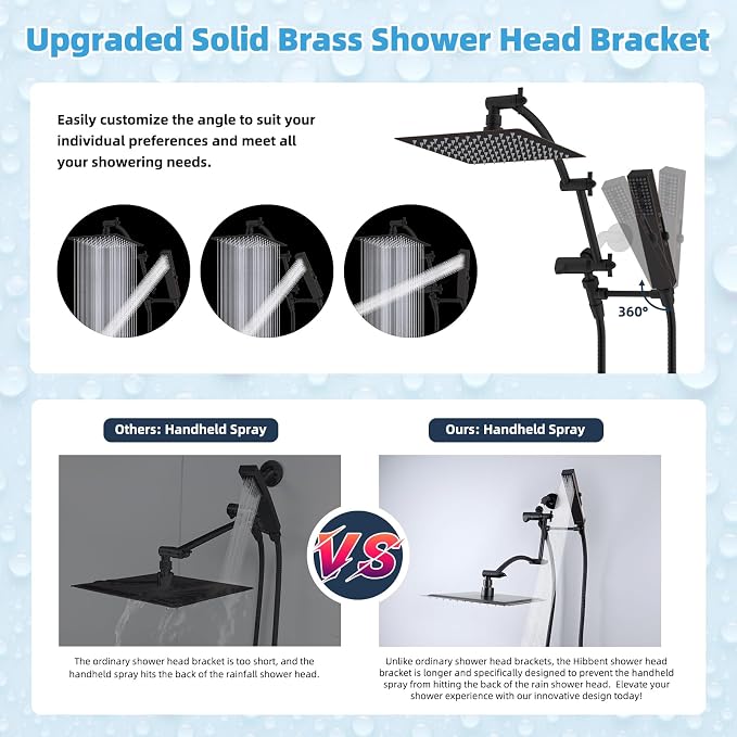 Hibbent All Metal CUPC Certified 8'' Rain Shower Head, Dual Shower Head Combo - Image 3