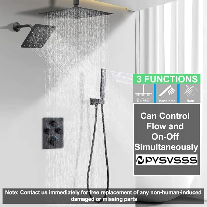 Modern Push Button 3 Way Thermostatic Shower Valve, Concealed Multi Function - Image 5