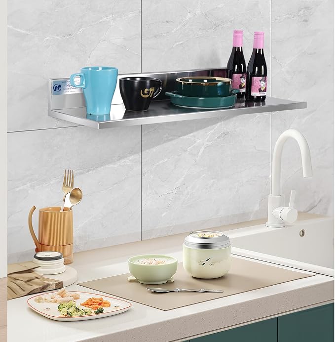 Hally Stainless Steel Wall Shelf 8.6 x 24 Inches 50 lb, NSF Commercial Heavy - Image 6