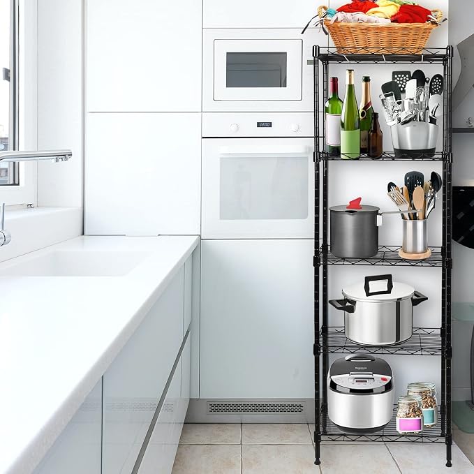 5-Tier Wire Shelving Adjustable Shelves Unit Metal Storage Rack - Image 2