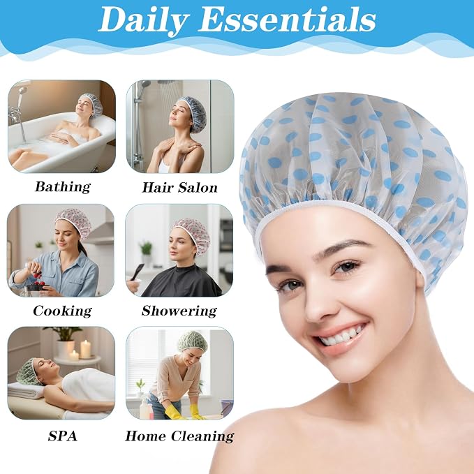 15 Pcs Large Plastic Shower Caps - Image 3