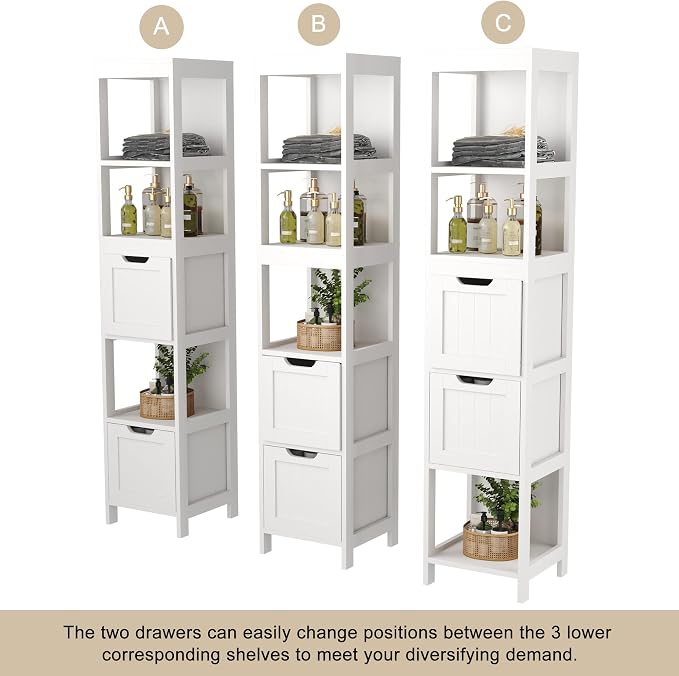HOMEFORT Bathroom Storage Cabinet, Slim Tall Cabinet, Narrow Floor Cabinet - Image 5