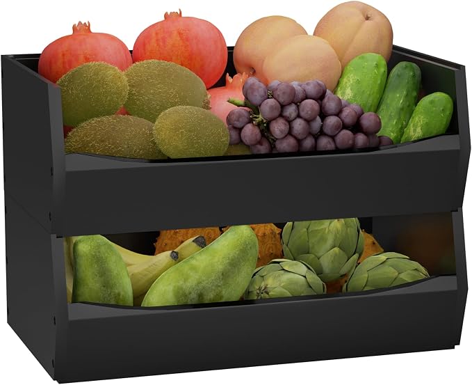 2 Set Open Front Stackable Storage Bins, Bamboo Stacking Storage Bins Food - Image 8