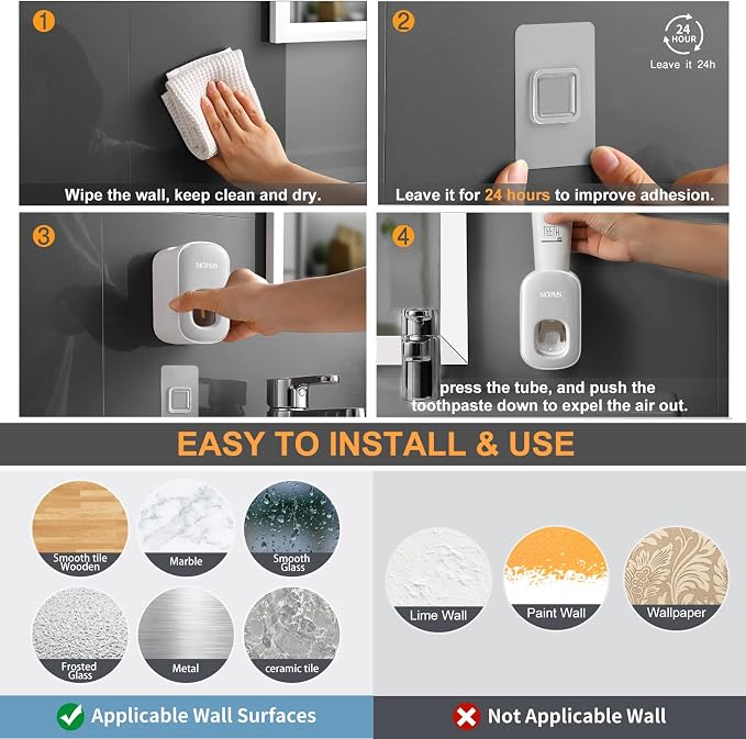 MOPMS Toothpaste Dispenser Wall Mounted - Image 4