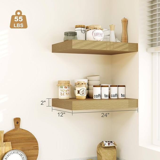 Heimlove Bathroom 12'' Deep Floating Shelves - Image 3