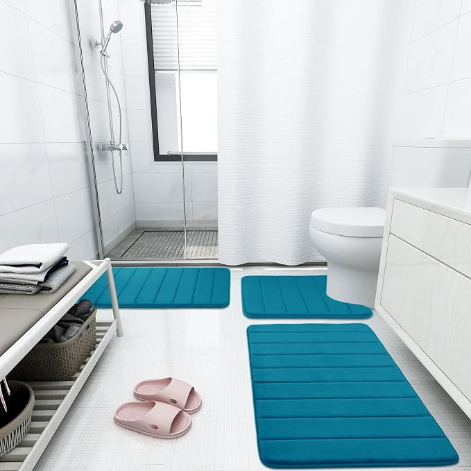 Buganda Memory Foam Bath Mat, Ultra Soft and Non-Slip Bathroom Rugs, Water - Image 6