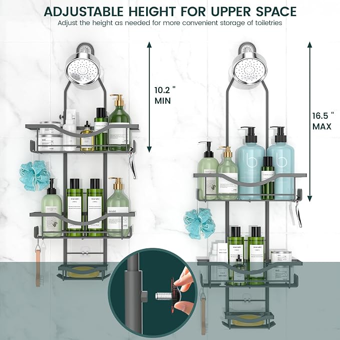 REINHARDT Shower Caddy Hanging Adjustable, Extended Length Rustproof Shower - Image 2