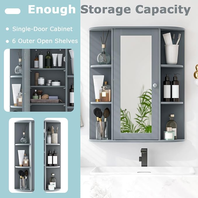 COSTWAY Wall Mounted Bathroom Cabinet - Image 4