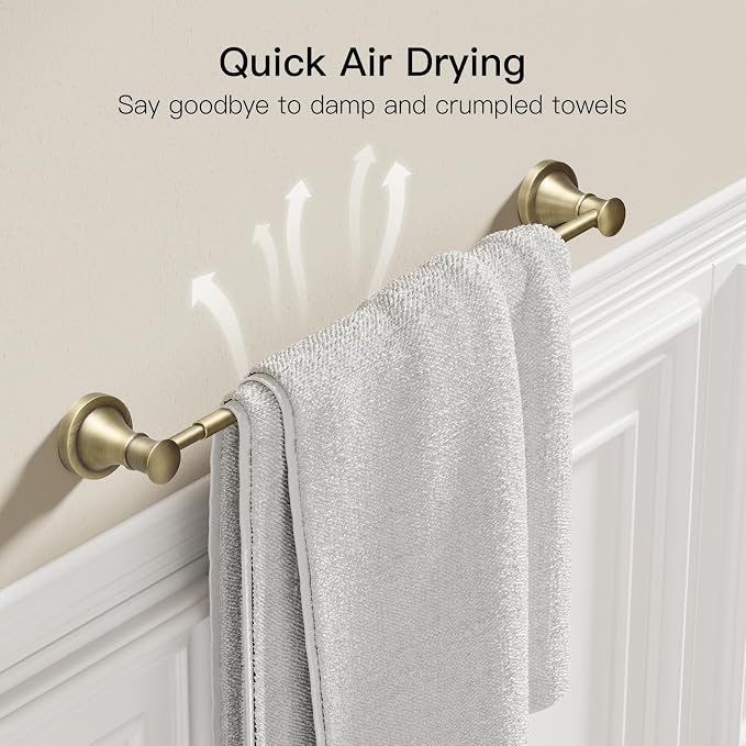 BESy Adjustable Antique Brass 16.5 to 28.7 Inch Bath Towel Bar Rack - Image 6