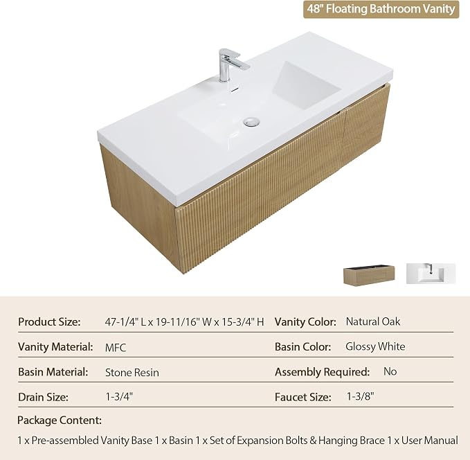 48'' Floating Bathroom Vanity - Image 6
