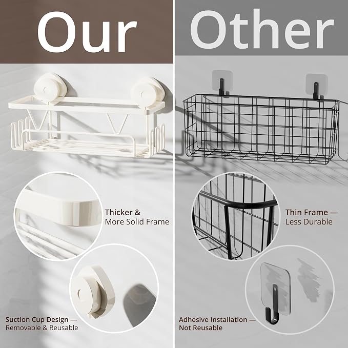 KEGII Suction Cup Shower Caddy, 2 Pack Shower Suction Shelf - Image 4