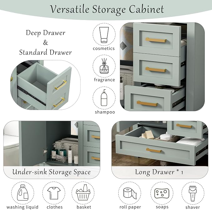 30" Bathroom Vanity, Modern Bathroom Cabinet - Image 4