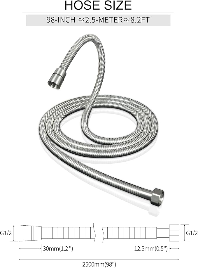 PHASAT 98-Inch Long Indoor Outdoor Shower Tube Replacement Stainless Steel - Image 2