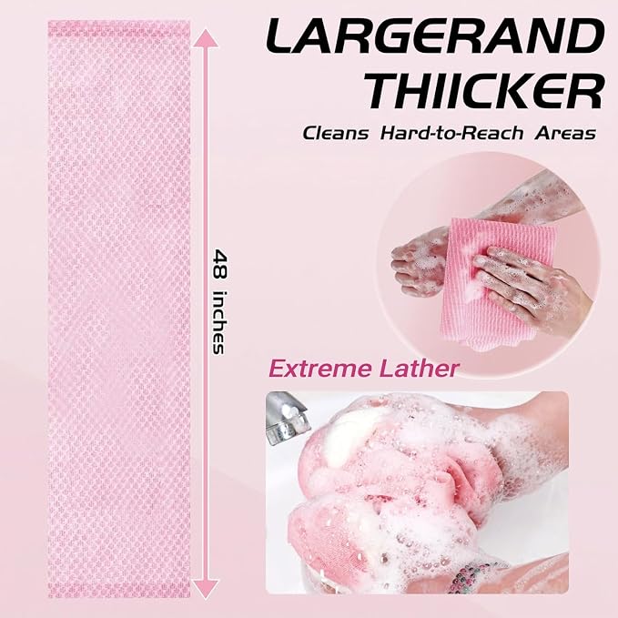 Blissal Exfoliating Shower Towel 47", Premium Scrub Wash Cloth - Image 2