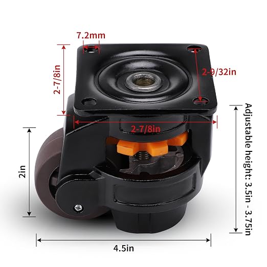 Skelang 4 Pcs Leveling Machine Caster, Retractable Plate Caster Wheel - Image 2