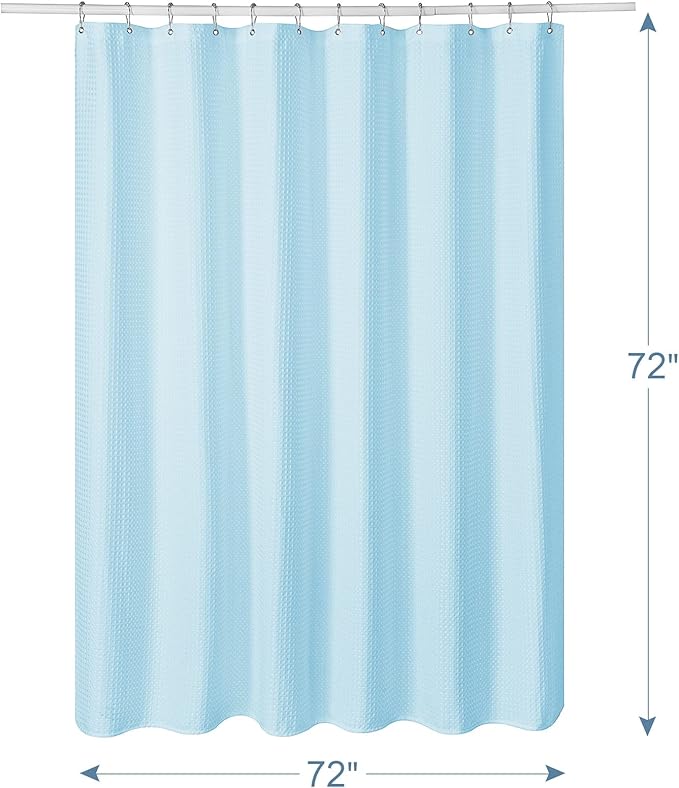 AmazerBath Baby Blue Shower Curtain Fabric, Waffle Shower Curtain Polyester - Image 7