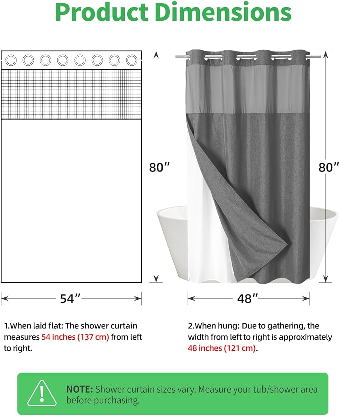 Stall No Hooks Needed Linen Textured Shower Curtain - Image 7