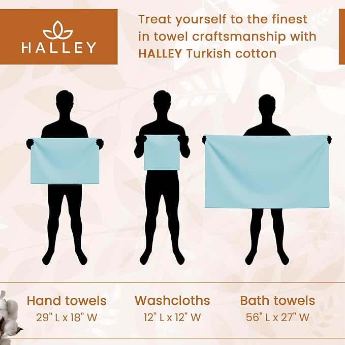 HALLEY Turkish Cotton Towels 2 Bath Towels 2 Hand Towels 4 Washcloths, Super - Image 7