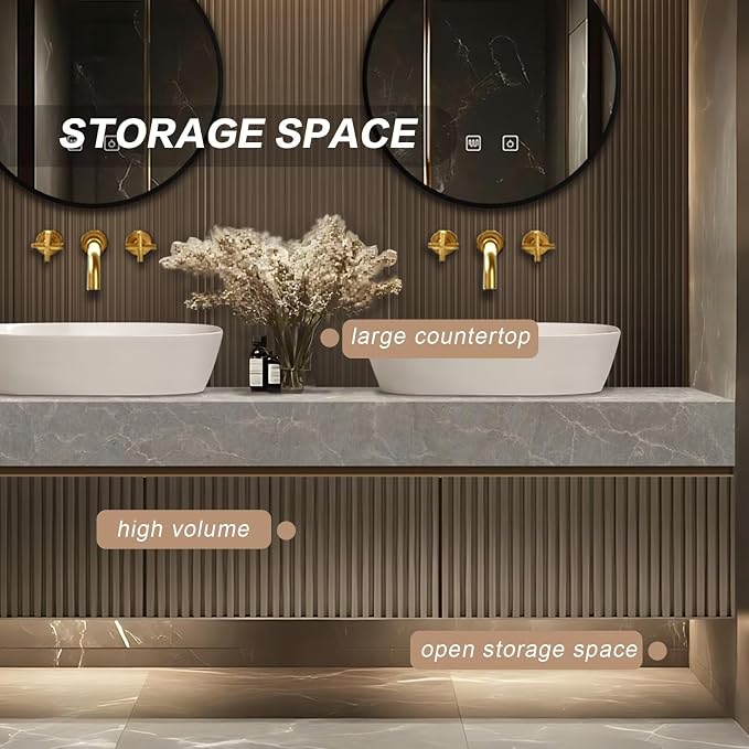 Floating Bathroom Vanity with Sink LED Smart Mirrors, Modern Luxury Style - Image 6
