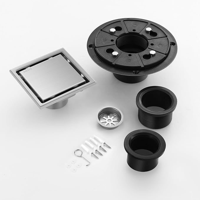 Hidden Brushed Square Shower Floor Drain, 304 Stainless Steel, - Image 4