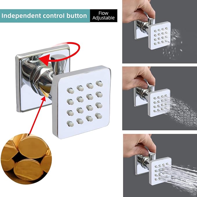 24x32 LED Dual Head Shower System 24"x32" Ceiling Mount Shower Head - Image 6