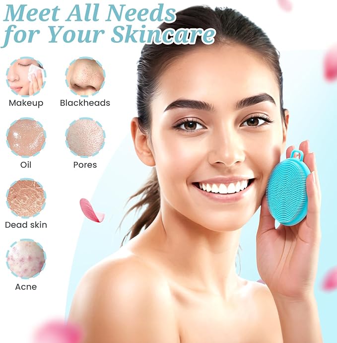 Silicone Back Body Face Scrubbers Set 4PCS, 15.35’’ Back Scrubber Soft Body - Image 8