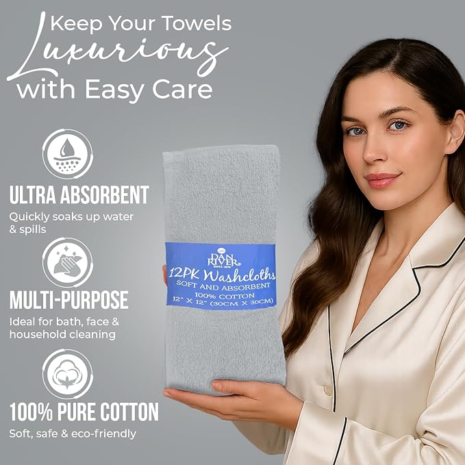DAN RIVER 12 Pack Wash Cloths for Showering - Image 4