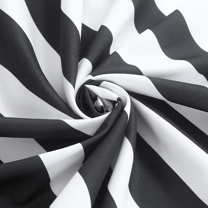 Black Shower Curtain, Modern Black and White Stripe Waterproof Polyester Shower - Image 2