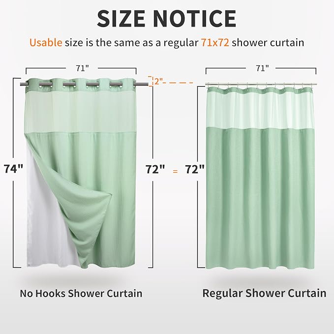 River Dream Heavyweight No Hooks Required Dotted Waffle Weave Shower Curtain - - Image 5