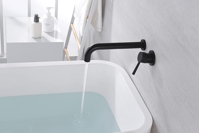 SUMERAIN Matte Black Tub Faucet Wall Mount Bath Tub Filler Extra Long Spout - Image 4