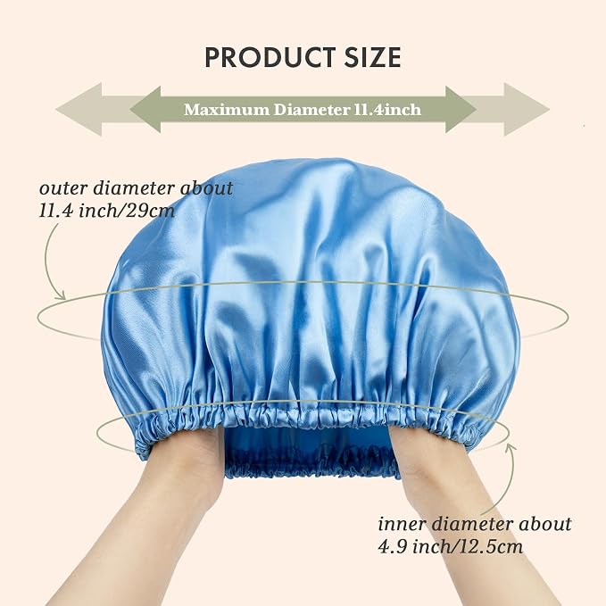 AmazerBath Shower Cap, Double Layers Hair Cap - Image 3