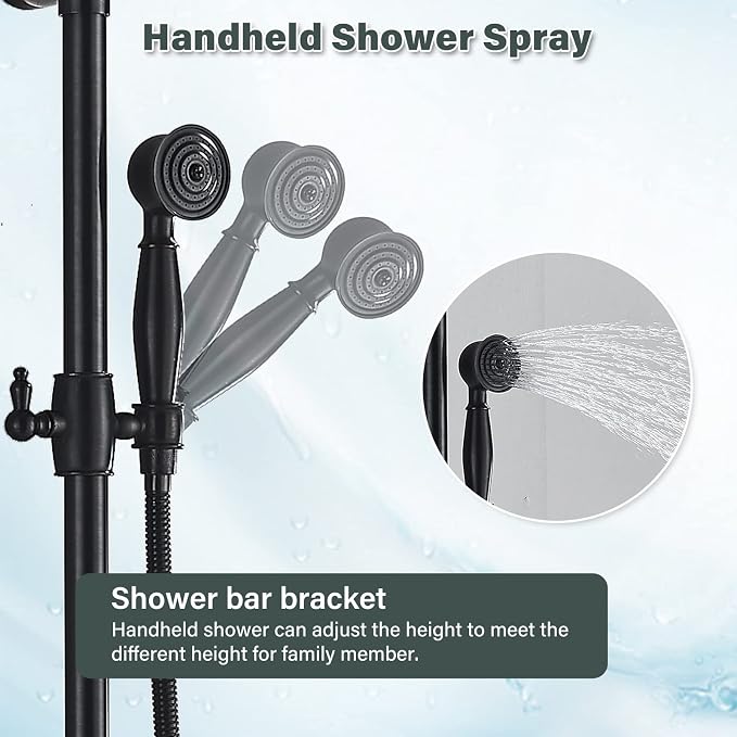 NeierThodore Oil Rubbed Bronze Shower Faucet Set Complete Shower System 8 Rain - Image 4