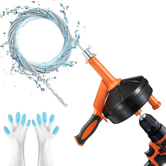 Drain Auger, Clog Remover with Drill Adapter, 25 Feet Flexible Plumbing Snake by Unknown