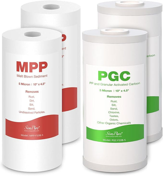 SimPure Whole House Water Filter Cartridges 10" x 4.5" PP+PGC 2-Stage Sediment by SimPure_Water
