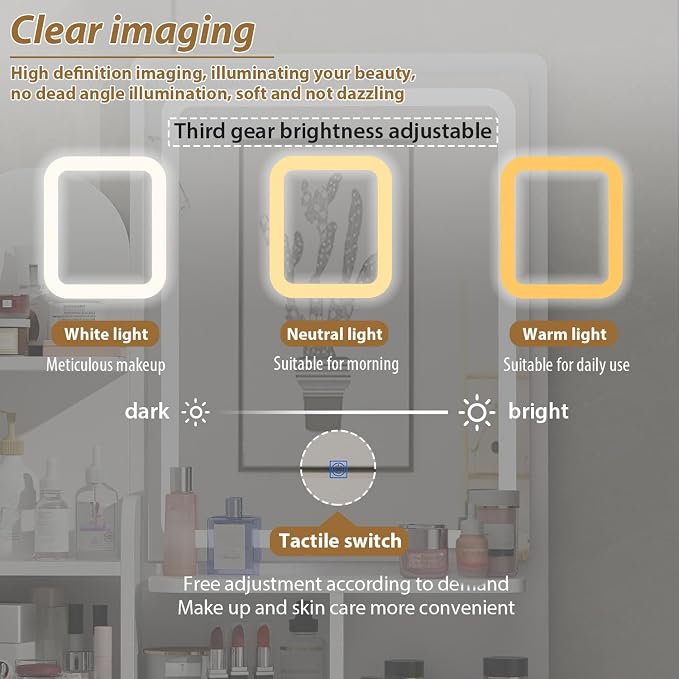 FUFU&GAGA Vanity Set with Rectangular Mirror, Makeup Vanity Dressing Table with - Image 2