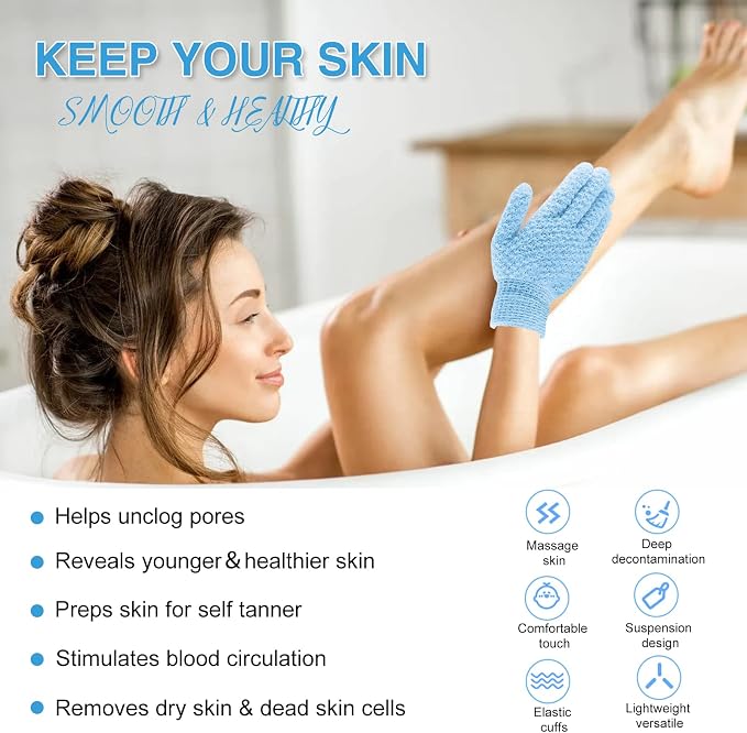 Yiclick Exfoliating Gloves, Body Scrub Exfoliator - Image 3