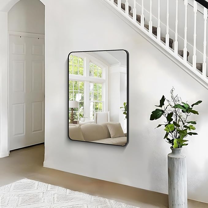BONEWEI 30x40 inch Bathroom Mirror, Wall Mounted Bathroom Frame Vanity Mirror - Image 5