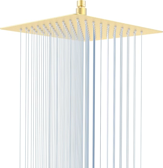 10 Inch Rain Shower Head, Square Rainfall & High Pressure, 304 Stainless Steel by Borlon