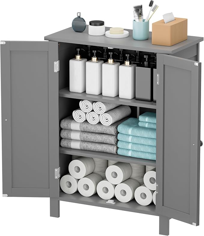SUPER DEAL Modern Bathroom Floor Storage Cabinet - Image 6