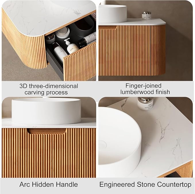 36 inch Bathroom Vanity with Sink, Floating Cabinet with Ultra-Thin Ceramic - Image 4