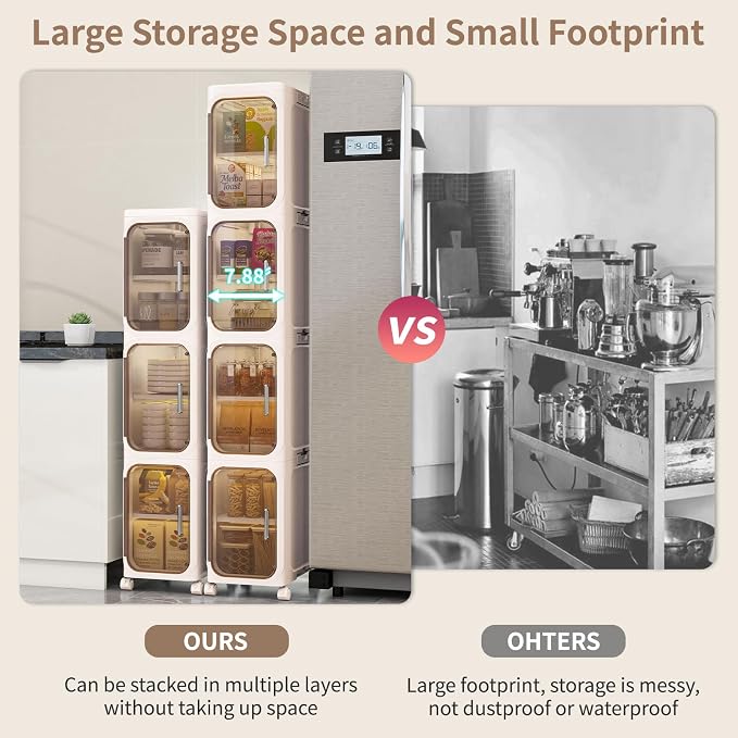 KHNR 3-Tiers Slim Bathroom Storage Cabinet, Foldable Storage Cabinets, Narrow - Image 3