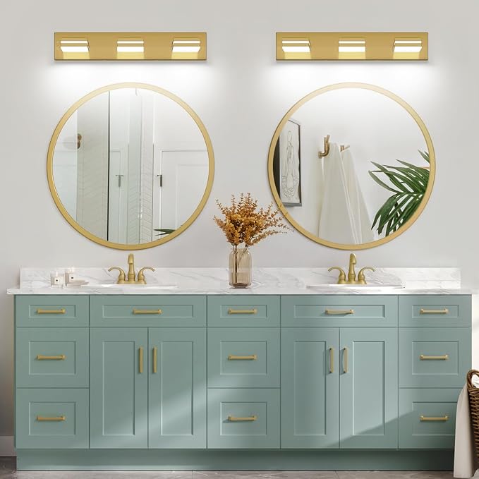 SineRise LED Modern Bathroom Vanity Light Fixtures, Brass Modern Acrylic - Image 7