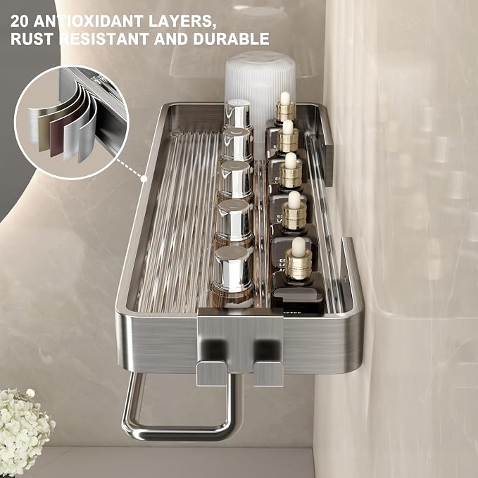 VOLPONE Stainless Steel Wall Mounted Bathroom Shelves - Image 4
