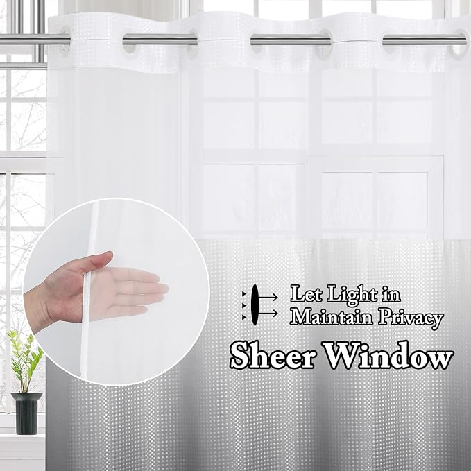 Gibelle No Hook Waffle Weave Shower Curtain - Image 2