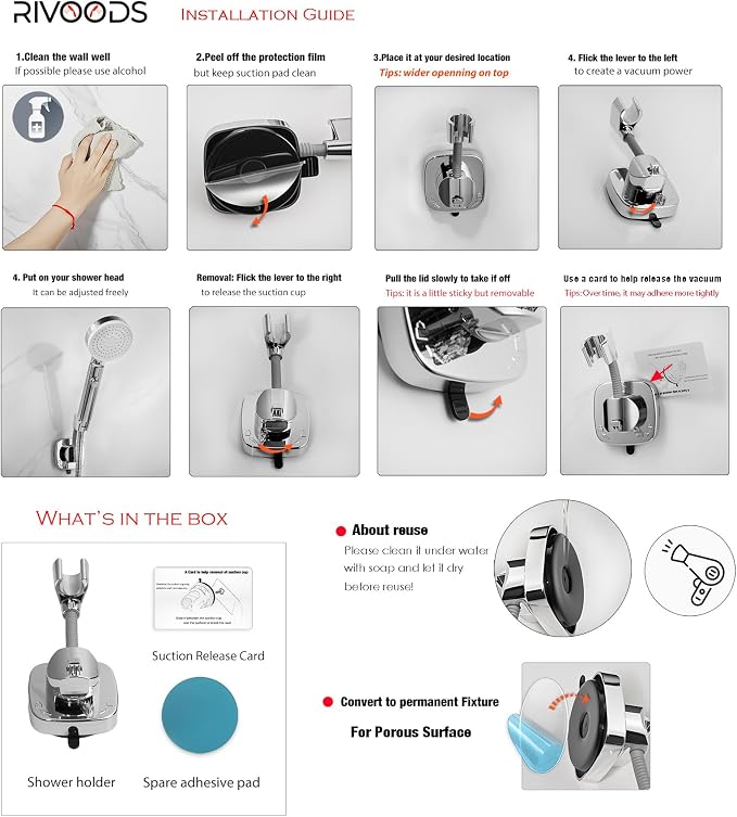 Suction Cup Handheld Shower Head Holder - Image 7