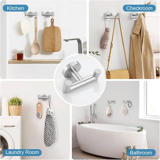 TNOMS Brushed Nickel 5 Pieces Towel Bar Set Bathroom Hardware Set Upgraded - Image 5